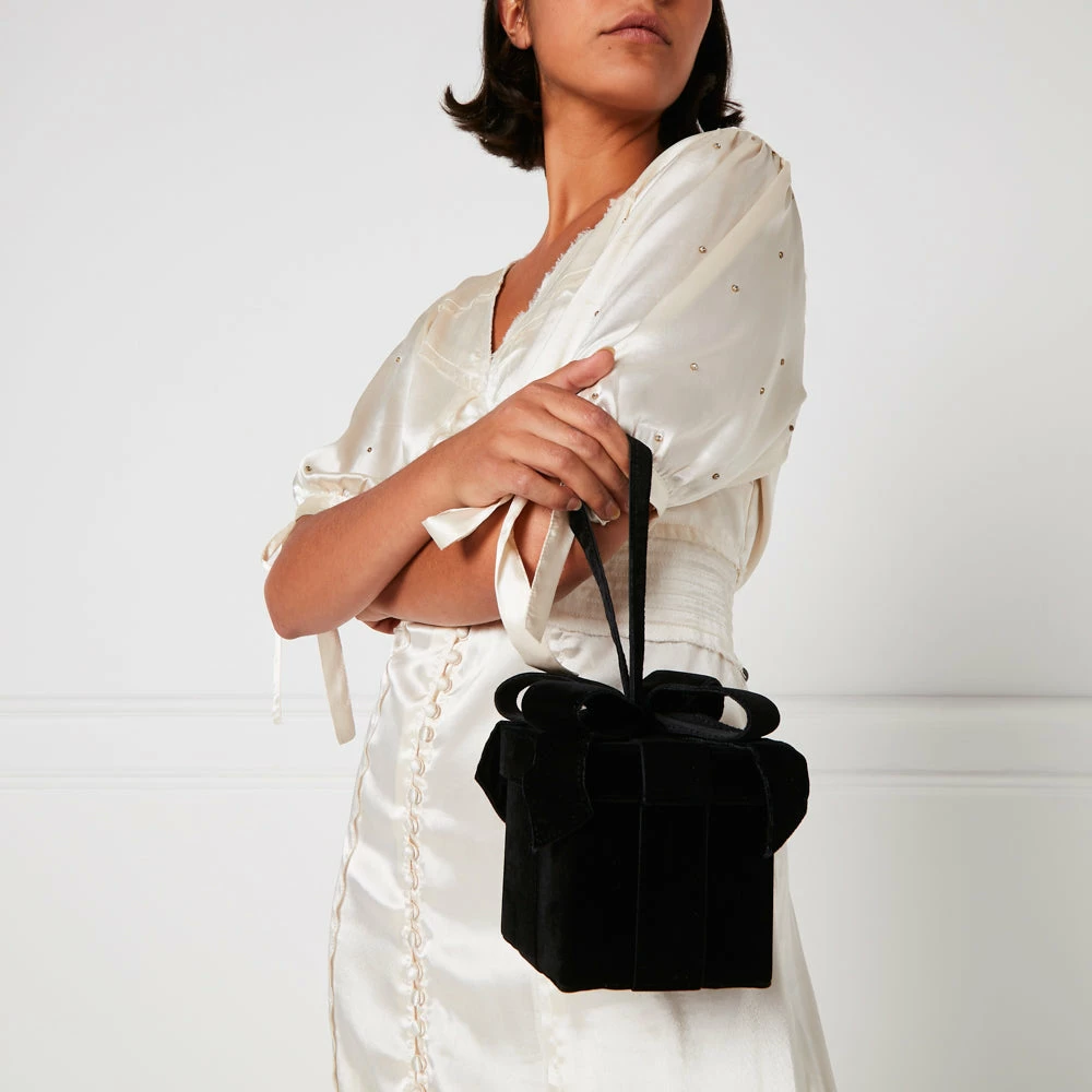 Lulu Guinness BLACK VELVET PRESENT CLUTCH BAG BAGS 10 Lulu Guinness BLACK VELVET PRESENT CLUTCH BAG BAGS