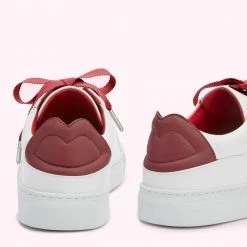 Lulu Guinness ROSEWOOD LEATHER LIPS NATASHA TRAINERS Statement Red