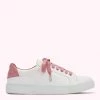 Lulu Guinness Pink, Forever ANTIQUE ROSE LEATHER LIPS NATASHA TRAINERS