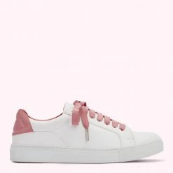 Lulu Guinness Pink, Forever ANTIQUE ROSE LEATHER LIPS NATASHA TRAINERS