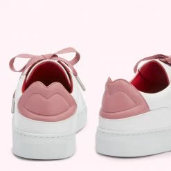 Lulu Guinness Pink, Forever ANTIQUE ROSE LEATHER LIPS NATASHA TRAINERS