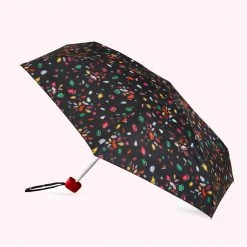 Lulu Guinness BLACK MULTI JEWELLED LIPS TINY UMBRELLA