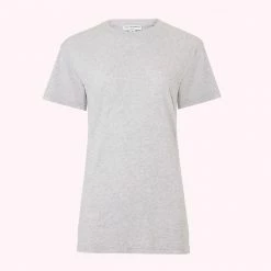 Lulu Guinness Clothing & Shoes GREY EMBROIDERED LIP MACIE T-SHIRT