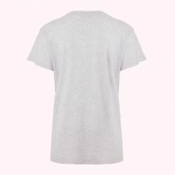 Lulu Guinness Clothing & Shoes GREY EMBROIDERED LIP MACIE T-SHIRT
