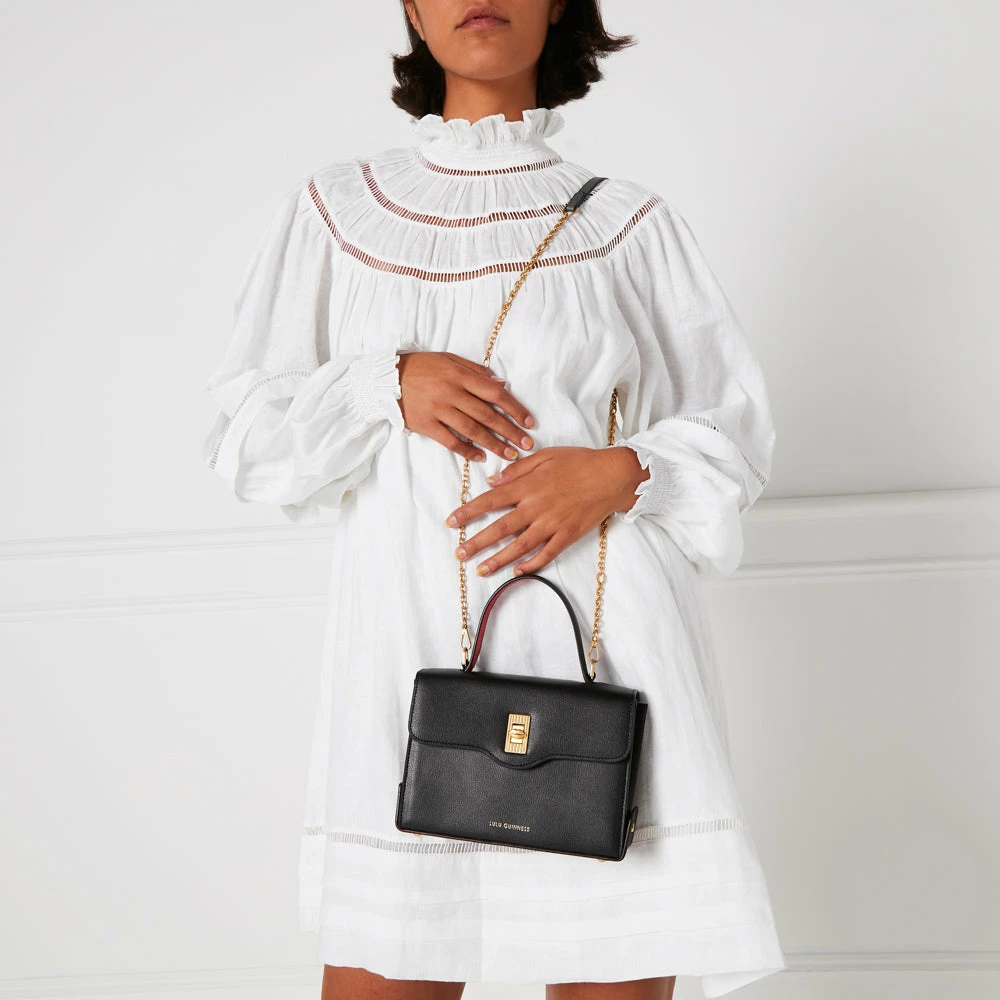 Lulu Guinness BLACK MEDIUM LIP TURNLOCK QUEENIE HANDBAG BAGS 11 Lulu Guinness BLACK MEDIUM LIP TURNLOCK QUEENIE HANDBAG BAGS