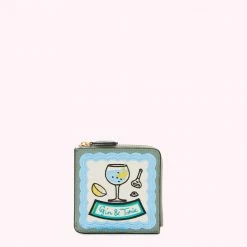 Lulu Guinness ACCESSORIES SAGE GIN AND TONIC SQUARE COIN PURSE