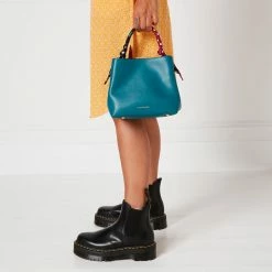 Lulu Guinness EMERALD MEDIUM TEXTURED LEATHER RUBY