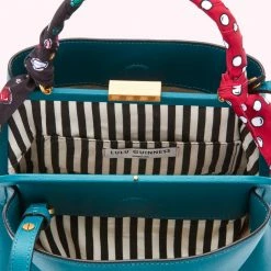 Lulu Guinness EMERALD MEDIUM TEXTURED LEATHER RUBY