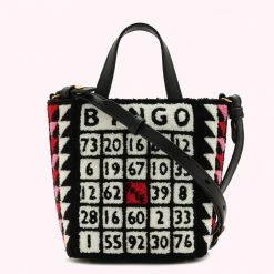 Lulu Guinness BLACK MINI BINGO BIBI TOTE BAGS