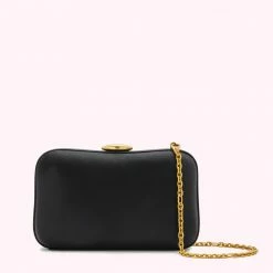 Lulu Guinness BLACK SATIN HAYWORTH CLUTCH BAG BAGS