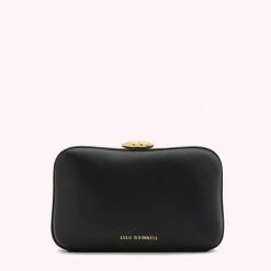 Lulu Guinness BLACK SATIN HAYWORTH CLUTCH BAG BAGS