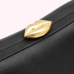 Lulu Guinness BLACK SATIN HAYWORTH CLUTCH BAG BAGS
