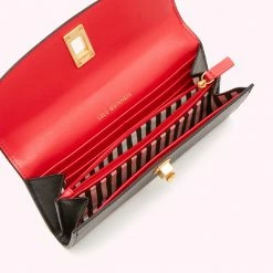 Lulu Guinness BLACK LIP TURNLOCK LUCIA WALLET Timeless Black