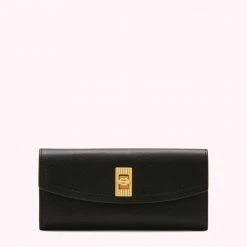 Lulu Guinness BLACK LIP TURNLOCK LUCIA WALLET Timeless Black