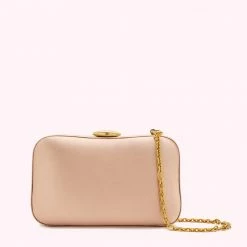 Lulu Guinness POWDER PINK SATIN HAYWORTH CLUTCH BAG BAGS