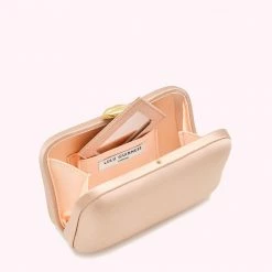 Lulu Guinness POWDER PINK SATIN HAYWORTH CLUTCH BAG BAGS