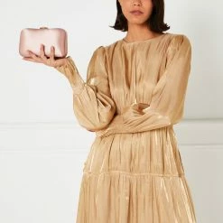 Lulu Guinness POWDER PINK SATIN HAYWORTH CLUTCH BAG BAGS