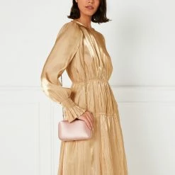 Lulu Guinness POWDER PINK SATIN HAYWORTH CLUTCH BAG BAGS