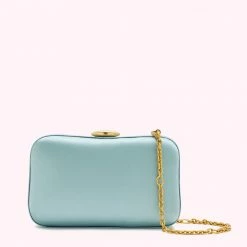 Lulu Guinness BLUE SATIN HAYWORTH CLUTCH BAG
