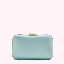 Lulu Guinness BLUE SATIN HAYWORTH CLUTCH BAG