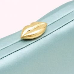 Lulu Guinness BLUE SATIN HAYWORTH CLUTCH BAG