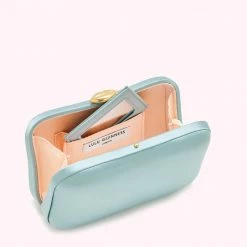 Lulu Guinness BLUE SATIN HAYWORTH CLUTCH BAG