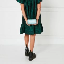 Lulu Guinness BLUE SATIN HAYWORTH CLUTCH BAG