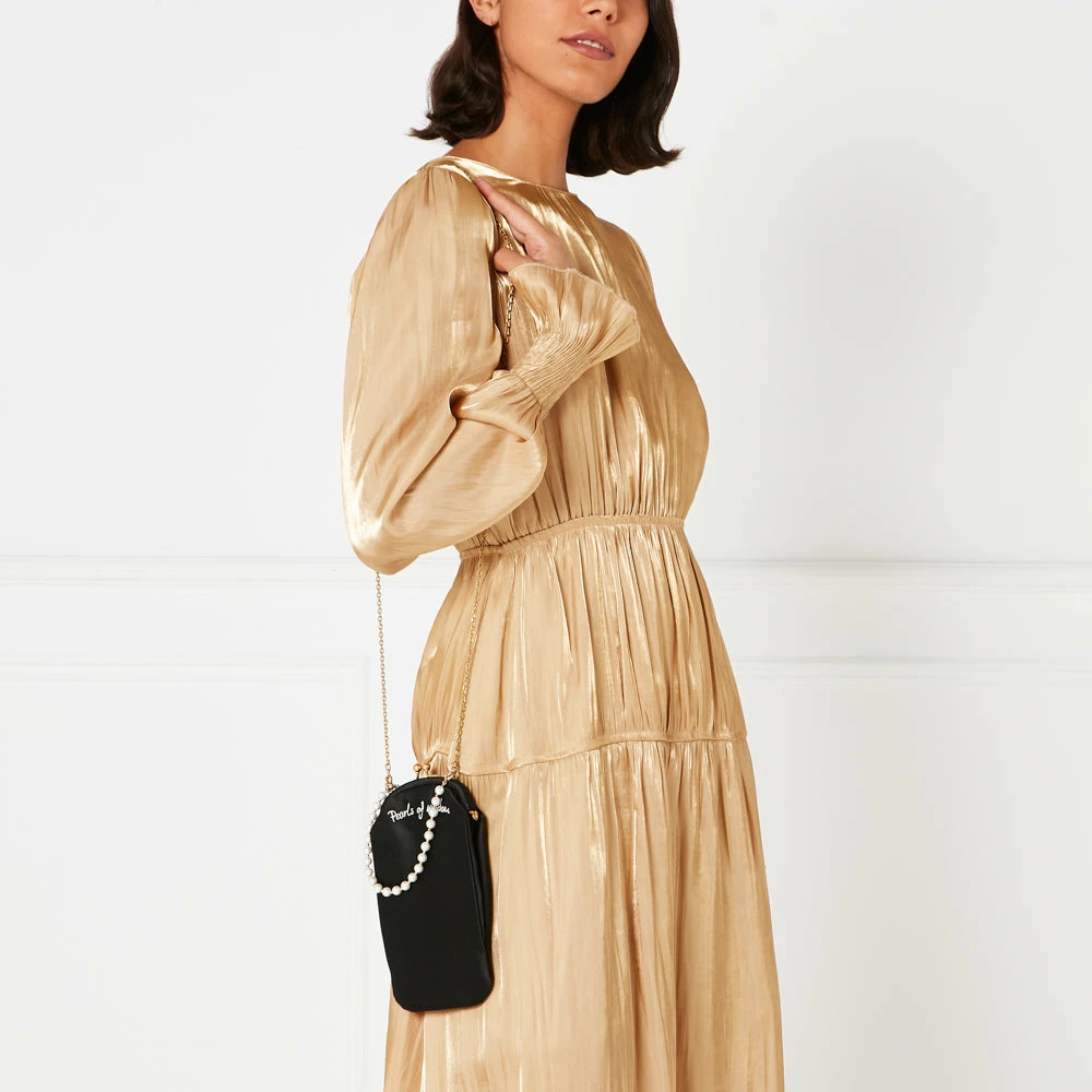 Lulu Guinness BLACK PEARLS OF WISDOM HARLOW PURSE 7 Lulu Guinness BLACK PEARLS OF WISDOM HARLOW PURSE