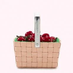 Lulu Guinness BAGS TAN SOMERSET STRAWBERRY PUNNET BASKET BAG