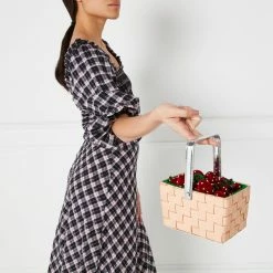 Lulu Guinness BAGS TAN SOMERSET STRAWBERRY PUNNET BASKET BAG