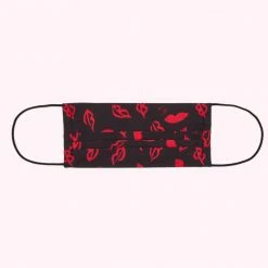 Lulu Guinness BLACK HANDPAINTED LIPS FACE MASK WITH 7 FILTERS Timeless Black