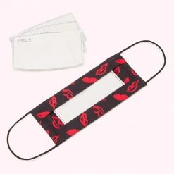 Lulu Guinness BLACK HANDPAINTED LIPS FACE MASK WITH 7 FILTERS Timeless Black