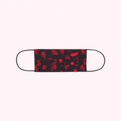 Lulu Guinness BLACK HANDPAINTED LIPS FACE MASK WITH 7 FILTERS Timeless Black