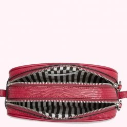 Lulu Guinness RASPBERRY LEATHER COLE CROSSBODY BAG
