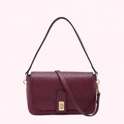 Lulu Guinness PLUM MEDIUM LIP TURNLOCK RILEY