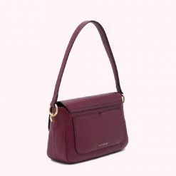 Lulu Guinness PLUM MEDIUM LIP TURNLOCK RILEY