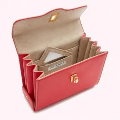 Lulu Guinness BAGS RED MEDIUM LIP TURNLOCK QUEENIE HANDBAG