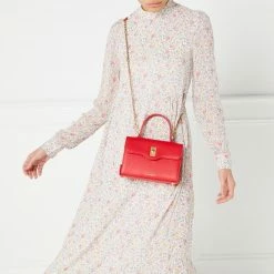 Lulu Guinness BAGS RED MEDIUM LIP TURNLOCK QUEENIE HANDBAG