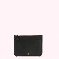 Lulu Guinness BLACK LEATHER AVA POCHETTE