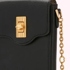 Lulu Guinness BLACK LEATHER RITA CROSSBODY MINI BAG BAGS