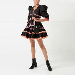 Lulu Guinness BLACK LEATHER RITA CROSSBODY MINI BAG BAGS