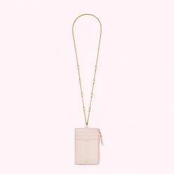Lulu Guinness BLUSH LEATHER TEMPLE LANYARD Pink, Forever