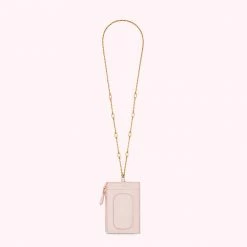 Lulu Guinness BLUSH LEATHER TEMPLE LANYARD Pink, Forever