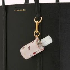 Lulu Guinness BLACK LEATHER I LOVE LULU GARBO TOTE BAG BAGS