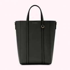 Lulu Guinness BLACK LEATHER I LOVE LULU GARBO TOTE BAG BAGS