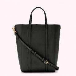 Lulu Guinness BLACK LEATHER I LOVE LULU GARBO TOTE BAG BAGS