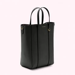 Lulu Guinness BLACK LEATHER I LOVE LULU GARBO TOTE BAG BAGS