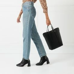 Lulu Guinness BLACK LEATHER I LOVE LULU GARBO TOTE BAG BAGS