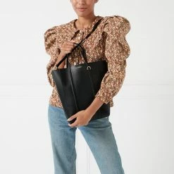 Lulu Guinness BLACK LEATHER I LOVE LULU GARBO TOTE BAG BAGS