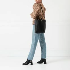 Lulu Guinness BLACK LEATHER I LOVE LULU GARBO TOTE BAG BAGS